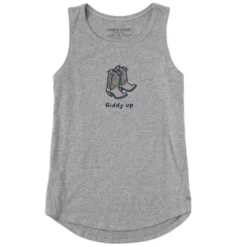 Women's Giddy Up Cowboy Boots Sleeveless High-Low Crusher-LITE Tank