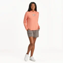 Women's Good Catch Long Sleeve Active Hooded Tee -One Family Clothing Womens Good Catch Long Sleeve Active Hooded Tee 88785 6 lg