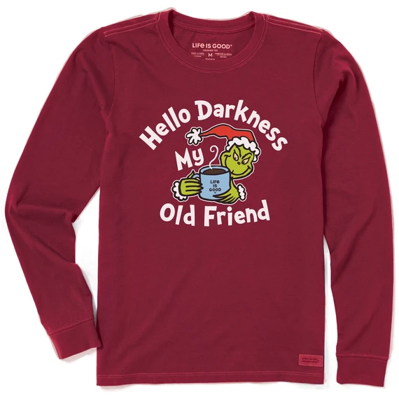 Women's Grinch Hello Darkness Long Sleeve Crusher Tee 1 Women's Grinch Hello Darkness Long Sleeve Crusher Tee