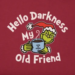 Women's Grinch Hello Darkness Long Sleeve Crusher Tee 3 Women's Grinch Hello Darkness Long Sleeve Crusher Tee -One Family Clothing Womens Grinch Hello Darkness Long Sleeve Crusher Tee 83066 2 lg