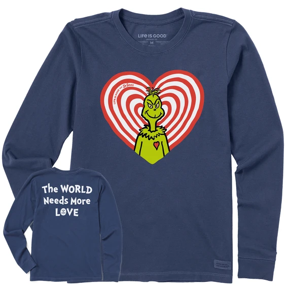 Women's Grinch Radiant Heart Christmas Long Sleeve Crusher Tee 1 Women's Grinch Radiant Heart Christmas Long Sleeve Crusher Tee