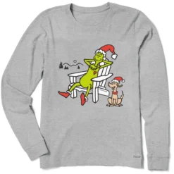Women's Grinch And Max Adirondack Long Sleeve Crusher Tee -One Family Clothing Womens Grinch and Max Adirondack Long Sleeve Crusher Tee 83104 3 lg