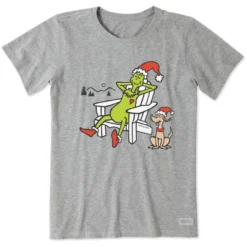 Women's Grinch And Max AdirondackCrusher Tee 7 Women's Grinch And Max AdirondackCrusher Tee -One Family Clothing Womens Grinch and Max Adirondack Short Sleeve Crusher Tee 83102 3 lg