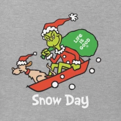 Women's Grinch And Max Snow DayCrusher Tee -One Family Clothing Womens Grinch and Max Snow Day Short Sleeve Crusher Tee 83080 2 lg