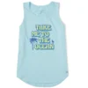 Women's Groovy Take Me To The Ocean Palm Sleeveless High-Low Crusher-LITE Tank