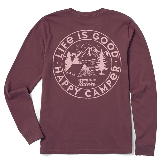 Women's Happy Camper Retro Long Sleeve Crusher Tee 5 Women's Happy Camper Retro Long Sleeve Crusher Tee - Image 5