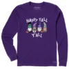 Women's Happy Fall Y'All Halloween Gnomes Long Sleeve Crusher Tee