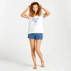 Women's Heart Of Shells Snuggle Up Relaxed Sleep Vee 5 Women's Heart Of Shells Snuggle Up Relaxed Sleep Vee -One Family Clothing Womens Heart of Shells Snuggle Up Relaxed Sleep Vee 68451 3 lg