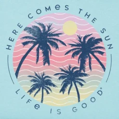 Women's Here Comes The Sun PalmsCrusher Tee -One Family Clothing Womens Here Comes the Sun Palms Short Sleeve Crusher Tee 119173 2 lg