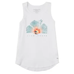 Women's Hibiscus Beach Watercolor Sleeveless High-Low Crusher-LITE Tank