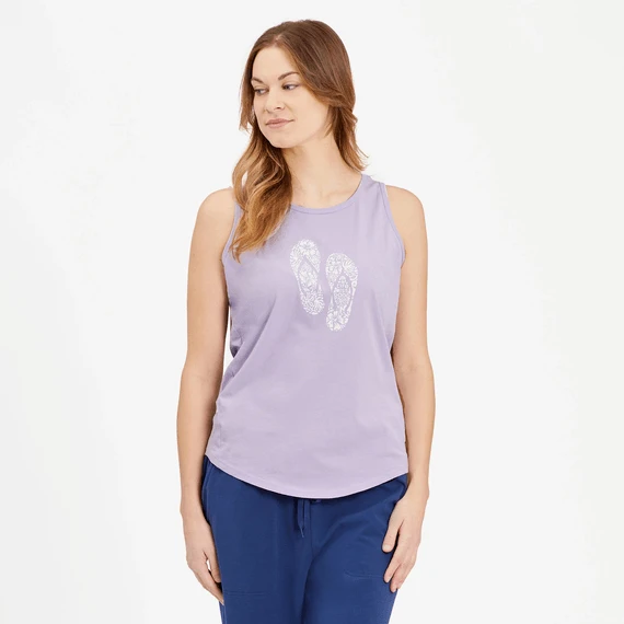 Women's Hibiscus Flip Flop Sleeveless High-Low Crusher-LITE Tank 1 Women's Hibiscus Flip Flop Sleeveless High-Low Crusher-LITE Tank