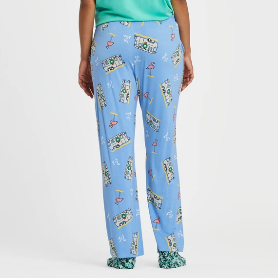 Women's Holiday Camper Flamingo Pattern Lightweight Sleep Pant 2 Women's Holiday Camper Flamingo Pattern Lightweight Sleep Pant - Image 2