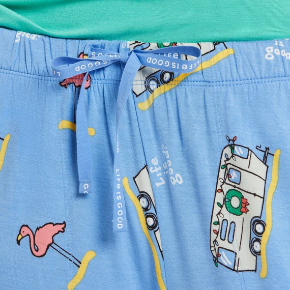 Women's Holiday Camper Flamingo Pattern Lightweight Sleep Pant 3 Women's Holiday Camper Flamingo Pattern Lightweight Sleep Pant - Image 3
