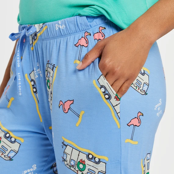 Women's Holiday Camper Flamingo Pattern Lightweight Sleep Pant 4 Women's Holiday Camper Flamingo Pattern Lightweight Sleep Pant - Image 4