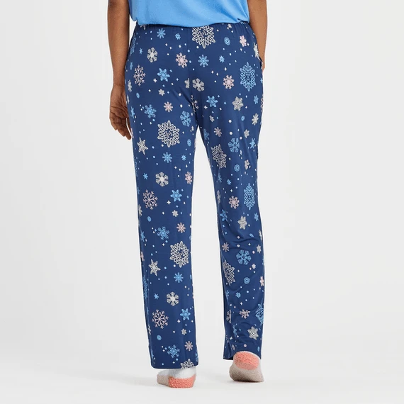 Women's Holiday Snowflake Pattern Lightweight Sleep Pant 2 Women's Holiday Snowflake Pattern Lightweight Sleep Pant - Image 2