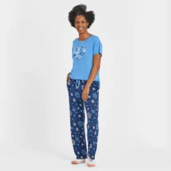 Women's Holiday Snowflake Pattern Lightweight Sleep Pant 9 Women's Holiday Snowflake Pattern Lightweight Sleep Pant -One Family Clothing Womens Holiday Snowflake Pattern Lightweight Sleep Pant 80961 5 lg