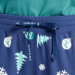 Women's Holiday Tree Pattern Snuggle Up Sleep Pant -One Family Clothing Womens Holiday Tree Pattern Snuggle Up Sleep Pant 71961 4 lg