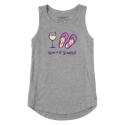 Women's Keep It Simple Wine And Flips Sleeveless High-Low Crusher-LITE Tank