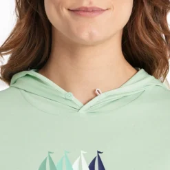 Women's LIG Sailboats Long Sleeve Active Hooded Tee -One Family Clothing Womens LIG Sailboats Long Sleeve Active Hooded Tee 88786 5 lg