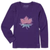 Women's Leaf Fall Scene Long Sleeve Crusher Vee