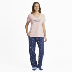 Women's Love The Wine Snuggle Up Relaxed Sleep Vee -One Family Clothing Womens Love the Wine Snuggle Up Relaxed Sleep Vee 89104 4 lg