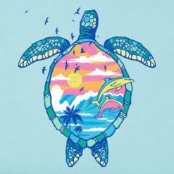 Women's Macro Micro Turtle & Dolphin Ocean Scene Sleeveless High-Low Crusher-LITE Tank -One Family Clothing Womens Macro Micro Turtle Dolphin Ocean Scene Sleeveless HighLow CrusherLITE Tank 118260 2 lg