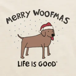 Women's Merry Woofmas Lab Long Sleeve Snuggle Up Sleep Tee -One Family Clothing Womens Merry Woofmas Lab Long Sleeve Snuggle Up Sleep Tee 80579 2 lg