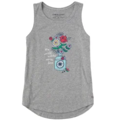 Women's More Love Flower Vase Doodle Sleeveless High-Low Crusher-LITE Tank