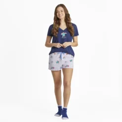 Women's Ocean Magic Pattern Snuggle Up Sleep Short -One Family Clothing Womens Ocean Magic Pattern Snuggle Up Sleep Short 89107 4 lg