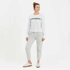 Women's Optimist Retro Stripe Long Sleeve Boxy Crusher Tee -One Family Clothing Womens Optimist Retro Stripe Long Sleeve Boxy Crusher Tee 82806 5 lg