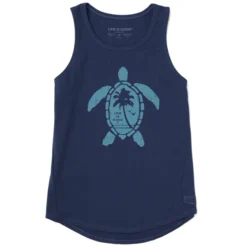 Women's Palm Tree Turtle Sleeveless High-Low Crusher-LITE Tank