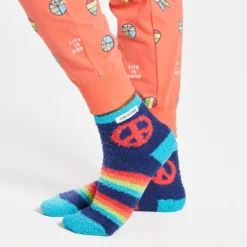 Women's Peace Love Print Snuggle Up Sleep Jogger -One Family Clothing Womens Peace Love Print Snuggle Up Sleep Jogger 68439 5 lg