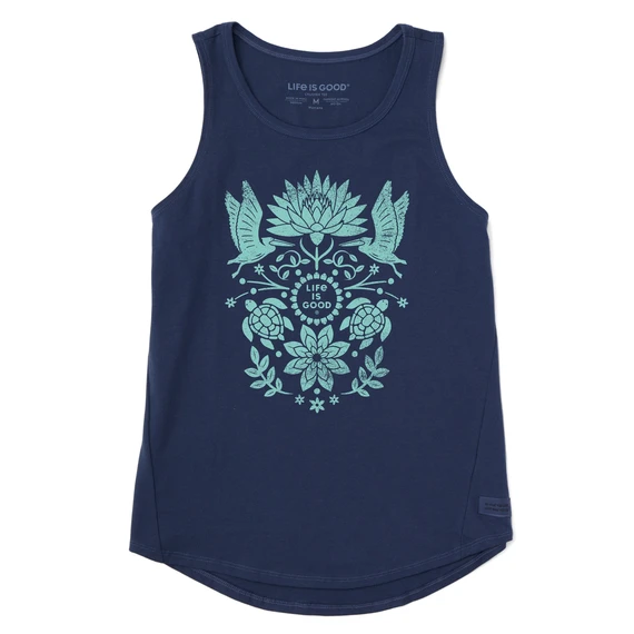 Women's Pelican And Turtle Garden Sleeveless High-Low Crusher-LITE Tank 1 Women's Pelican And Turtle Garden Sleeveless High-Low Crusher-LITE Tank