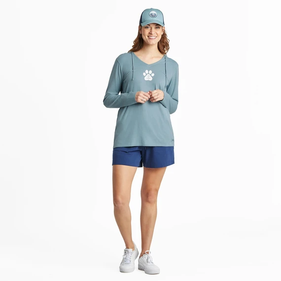 Women's Pet Paw Print Long Sleeve Crusher-LITE Hooded Tee 5 Women's Pet Paw Print Long Sleeve Crusher-LITE Hooded Tee - Image 5