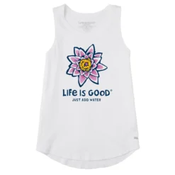 Women's Pink Water Lily Sleeveless High-Low Crusher-LITE Tank