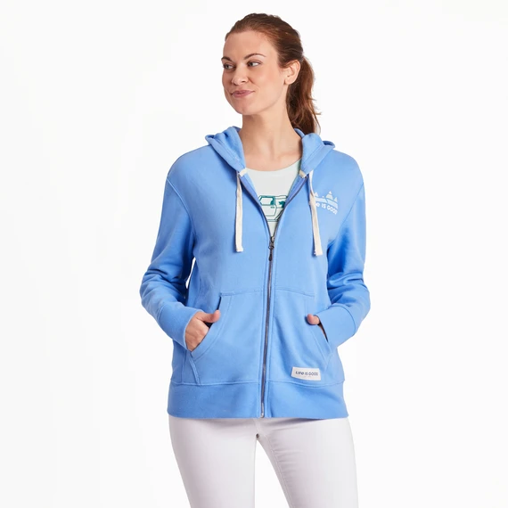 Women's Retro Mountains Simply True Fleece Zip Hoodie 1 Women's Retro Mountains Simply True Fleece Zip Hoodie