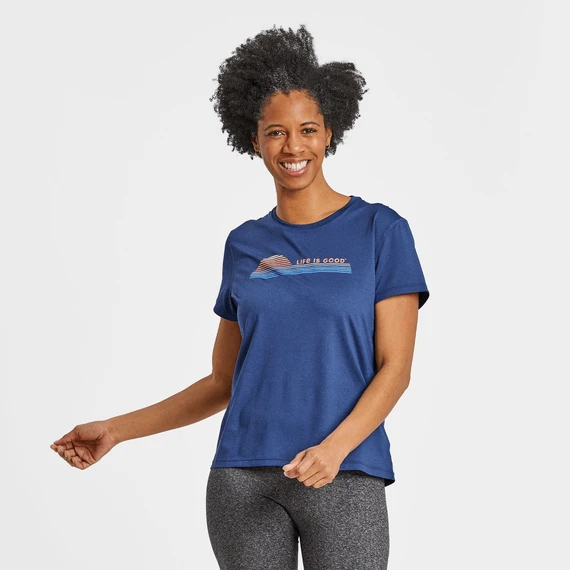Women's Retro Ocean Sunrise Active Tee 1 Women's Retro Ocean Sunrise Active Tee