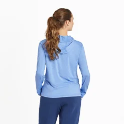 Women's Retro Ocean Sunrise Long Sleeve Active Hooded Tee -One Family Clothing Womens Retro Ocean Sunrise Long Sleeve Active Hooded Tee 88784 3 lg