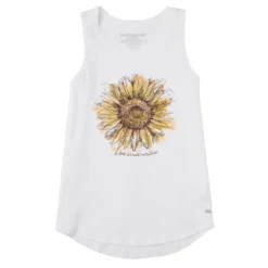Women's Scribbled Sunflower Sleeveless High-Low Crusher-LITE Tank
