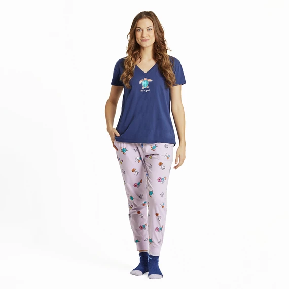 Women's Sea Turtle Snuggle Up Relaxed Sleep Vee 4 Women's Sea Turtle Snuggle Up Relaxed Sleep Vee - Image 4