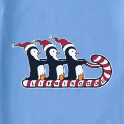 Women's Sledding Penguins Long Sleeve Snuggle Up Sleep Tee -One Family Clothing Womens Sledding Penguins Long Sleeve Snuggle Up Sleep Tee 80578 2 lg