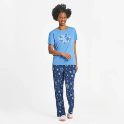 Women's Snowflake Heart Lightweight Sleep Tee -One Family Clothing Womens Snowflake Heart Lightweight Sleep Tee 80975 4 lg