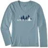 Women's Snowman Landscape Long Sleeve Crusher Vee