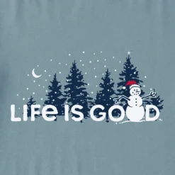 Women's Snowman Landscape Long Sleeve Crusher Vee -One Family Clothing Womens Snowman Landscape Long Sleeve Crusher Vee 80992 2 lg