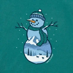 Women's Snowman Landscape Long Sleeve Snuggle Up Sleep Tee -One Family Clothing Womens Snowman Landscape Long Sleeve Snuggle Up Sleep Tee 80577 2 lg