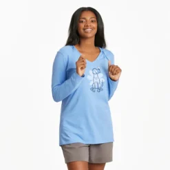 Women's Spring Daisy Dog Long Sleeve Crusher-LITE Hooded Tee