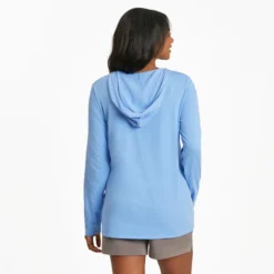 Women's Spring Daisy Dog Long Sleeve Crusher-LITE Hooded Tee -One Family Clothing Womens Spring Daisy Dog Long Sleeve CrusherLITE Hooded Tee 101517 3 lg