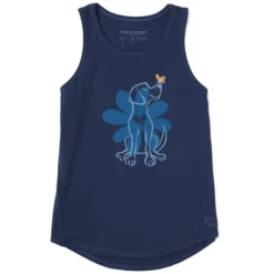 Women's Spring Daisy Dog Sleeveless High-Low Crusher-LITE Tank