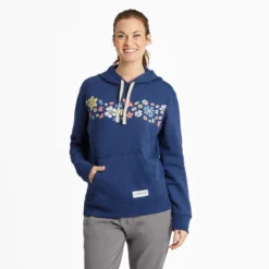 Women's Spring Wildflower Stripe Simply True Fleece Hoodie