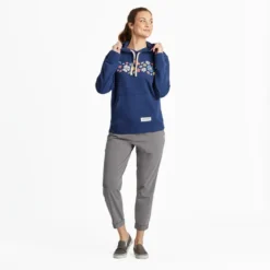 Women's Spring Wildflower Stripe Simply True Fleece Hoodie 9 Women's Spring Wildflower Stripe Simply True Fleece Hoodie -One Family Clothing Womens Spring Wildflower Stripe Simply True Fleece Hoodie 89633 5 lg